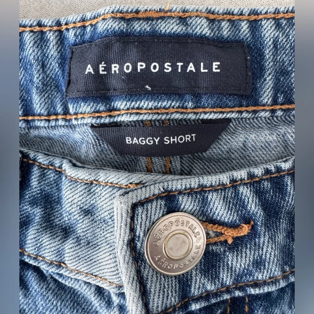 Aeropostale Light Blue Baggy Distressed Denim Jean Shorts